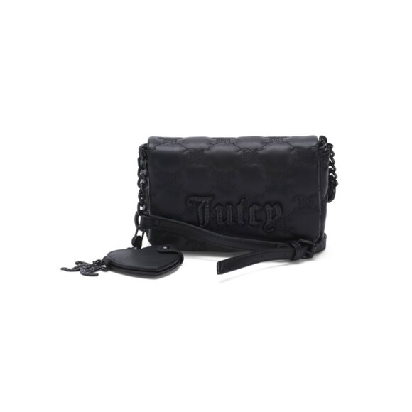 JUICY COUTURE Liquorice Quilted Flap And Magnetic Disc Shoulder Bag - Picture 1 of 2